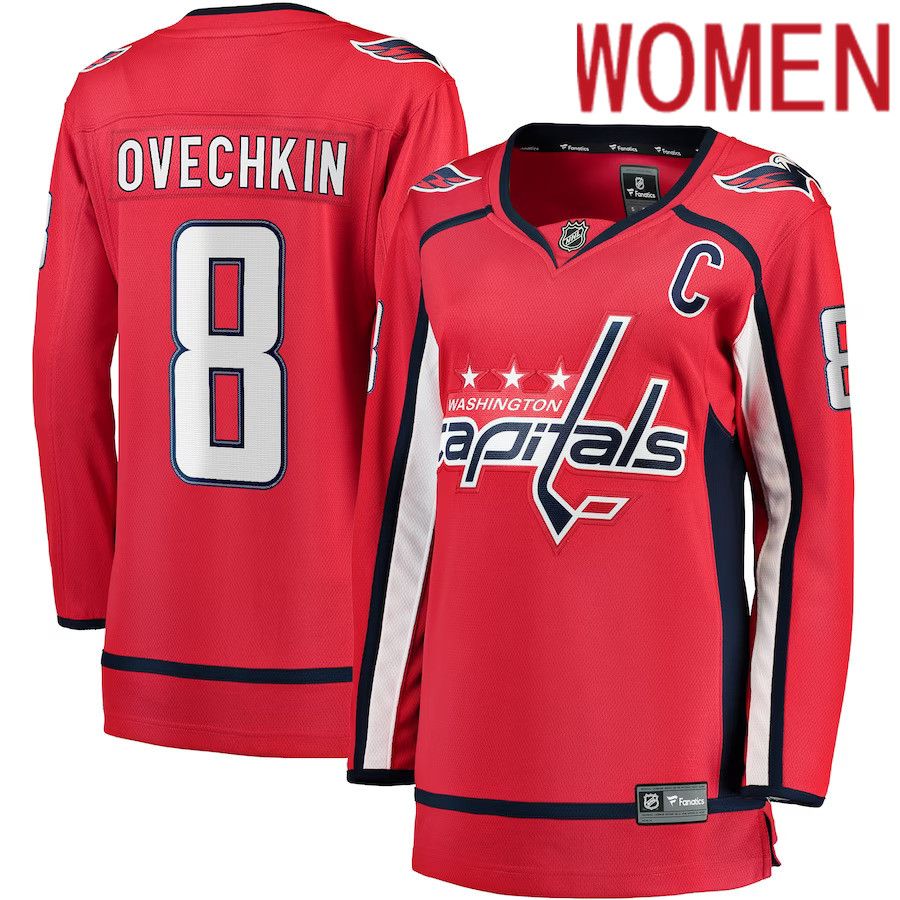 Women Washington Capitals 8 Alexander Ovechkin Fanatics Branded Red Home Breakaway Player NHL Jersey